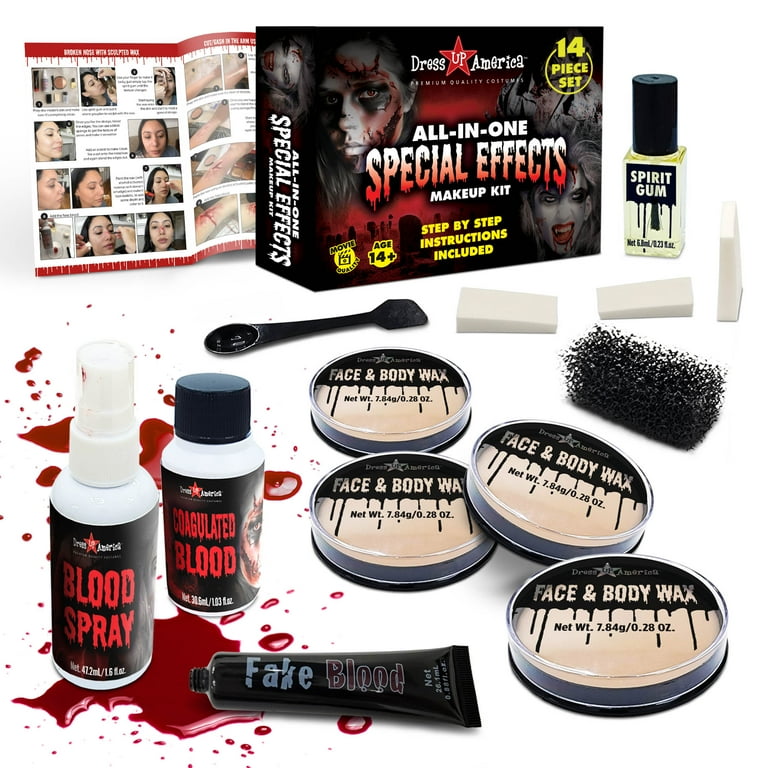 Dress-Up-America Halloween Makeup Kit Face and Body Wax, Latex