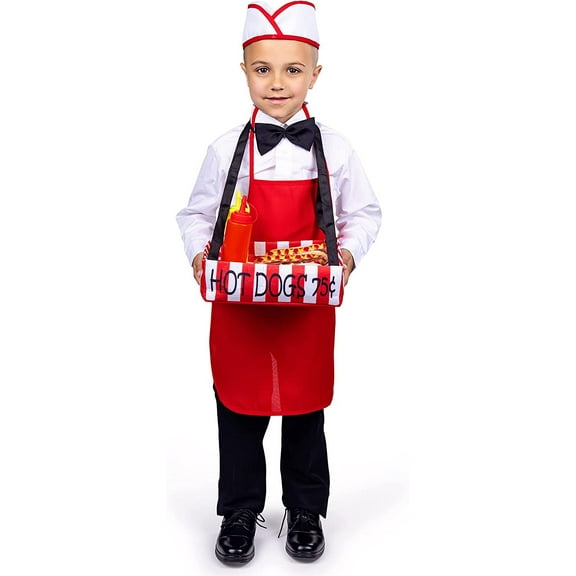 Dress-Up-America Hot Dog Vendor Costume - Kids Vendor Set