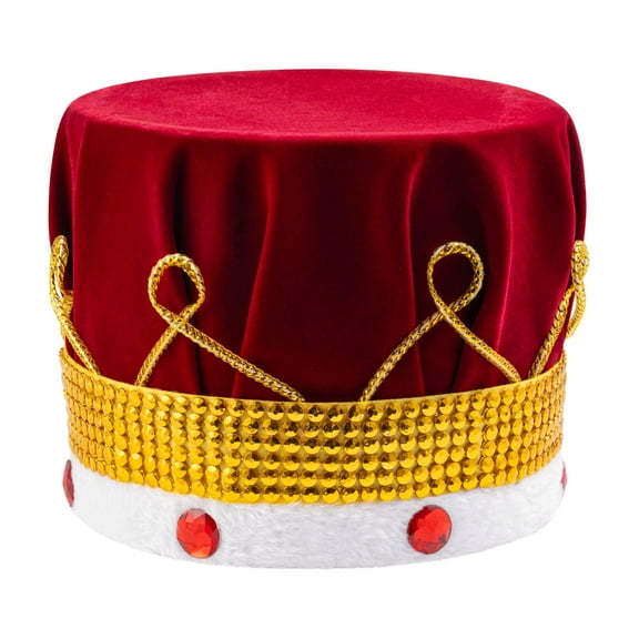Dress-Up-America King Crown for Boys - Red Velvet Royal Crown - Costume King Crown for Kids