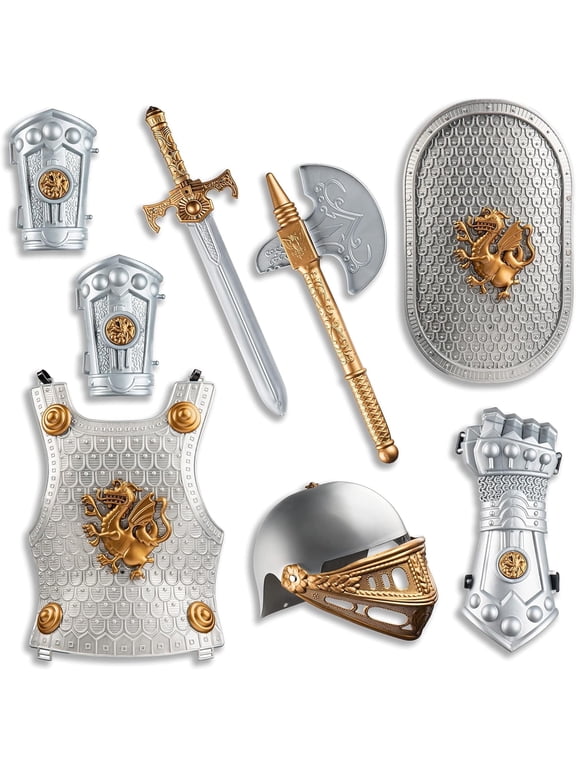 Knight Armor Medieval Costume Set for Boys with Shield & Helmet