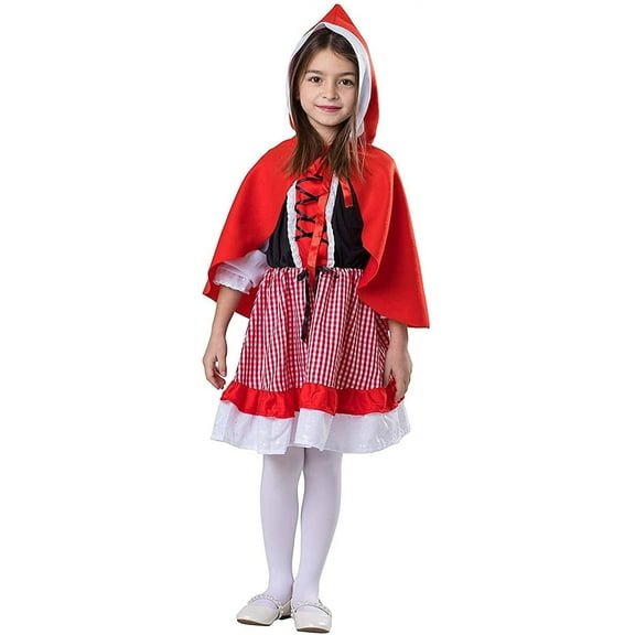 Dress Up America Little Red Riding Hood Costume - Red Hooded Cape and Dress Costume for Girls - Story Book Dress Up for Kids