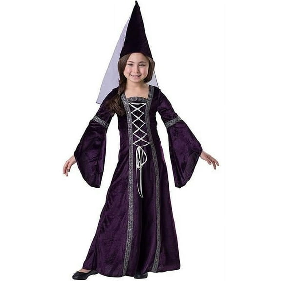 Dress-Up-America Medieval Princess Costume - Renaissance Dress Up Set for Girls - Set Includes Purple Dress and Hennin Hat Small
