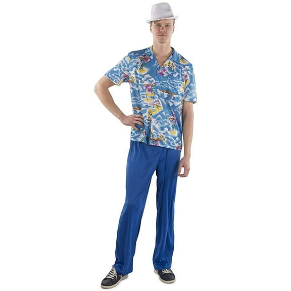 Dress Up America Men Blue Hawaiian Shirt and Pants Tropical Outfit Costume L