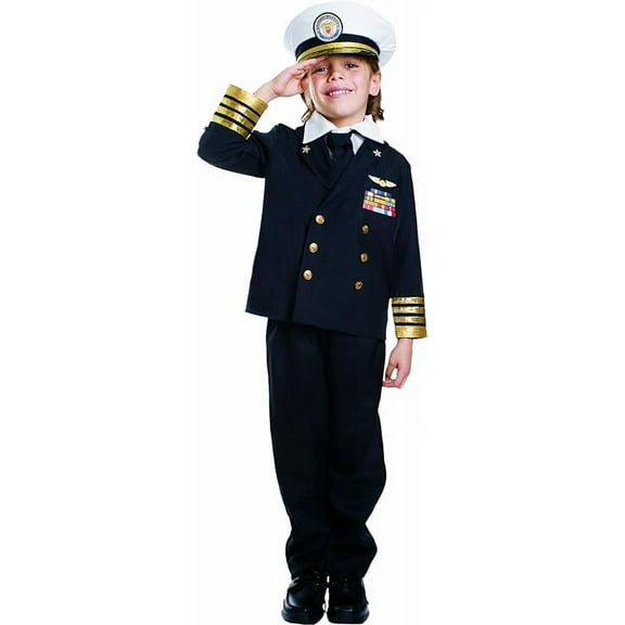 Dress Up America Navy Admiral Costume for Kids - Ship Captain Uniform in Black for Boys