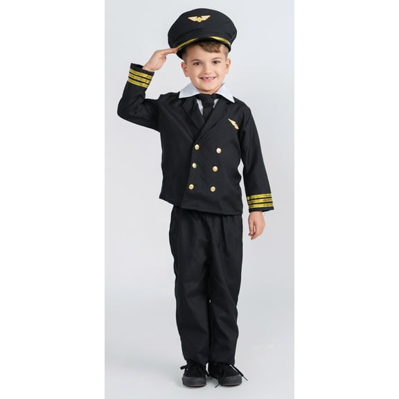 Dress Up America Pilot Costume for Boys and Girls - Airline Captain Uniform for Kids - Role Play Dress Up for Children