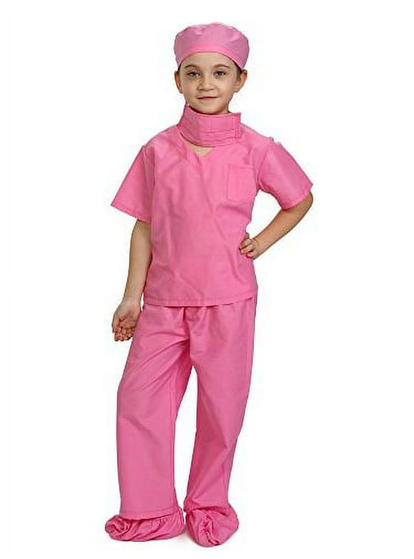 Dress Up America Pink Children Doctor Scrubs Toddler Costume Kids Doctor Scrub's Pretend Play Outfit