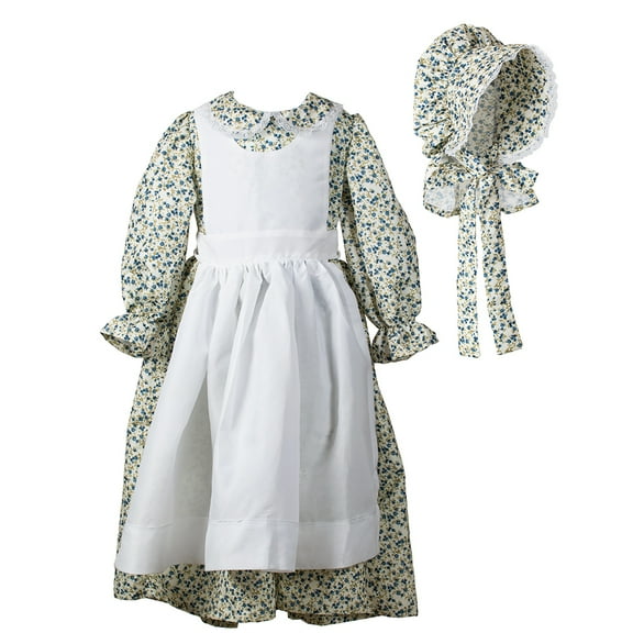 Dress Up America Pioneer Costume for Girls - Colonial Prairie Dress for Kids - Revolutionary Costume Set