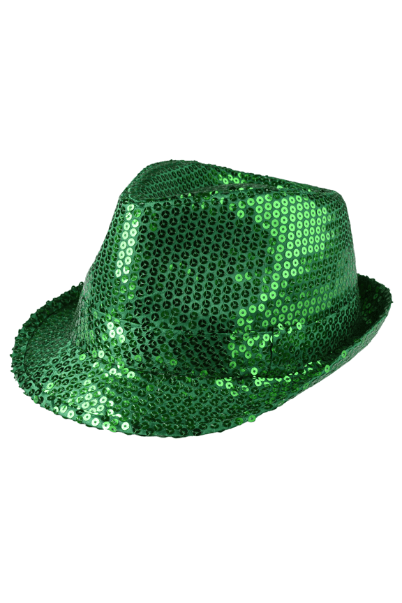 Sequin Fedora Hats - Green