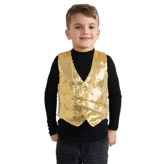 Dress Up America Sequin Vest for Kids - Shiny Dance Vest for Boys - Party Costume for Girls and Boys