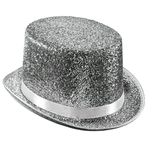 Dress Up America Shiny Top Hats for Adults - Tuxedo Magician Hat - One Size Fits Most (Silver)