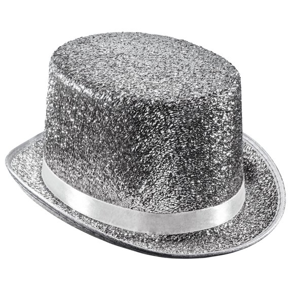 Dress Up America Shiny Top Hats for Adults - Tuxedo Magician Hat - One Size Fits Most (Silver)