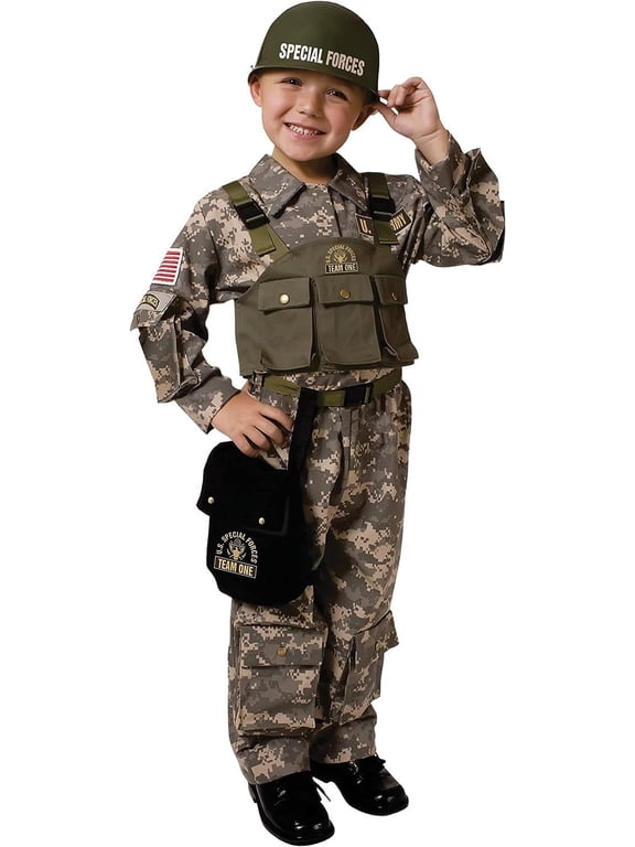 Soldier Costume for Boys – Kids Army Special Forces Uniform – Military Halloween Outfit – Ages 8-10