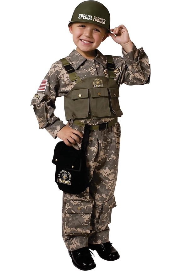 Soldier Costume for Boys – Kids Army Special Forces Uniform – Military Halloween Outfit – Ages 4–6