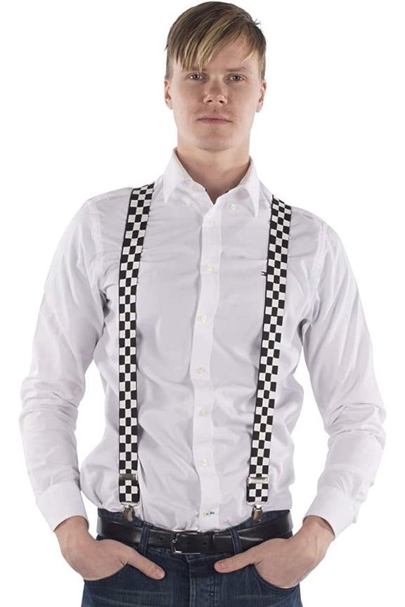 Dress-Up-America Suspenders for Adults - Party Suspenders - Y Back Adjustable Suspenders for Men, Women, and Teens Checkered