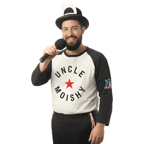 Dress Up America Uncle Moishy Adult Costume Set – Hat, Shirt & Toy Microphone Outfit, Performance Costume for Dress Up, Parties & School Events