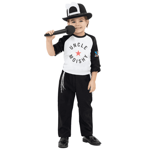 Dress Up America Uncle Moishy Costume for Kids – Entertainer Outfit with Hat, Shirt & Toy Microphone, Kids Performance Costume for Purim & Dress Up