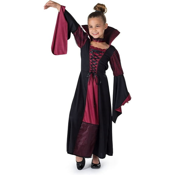 Dress-Up_America Vampiress Costume for Kids - Girls Vampire Costume - Halloween Vampire Dress Extra-Large