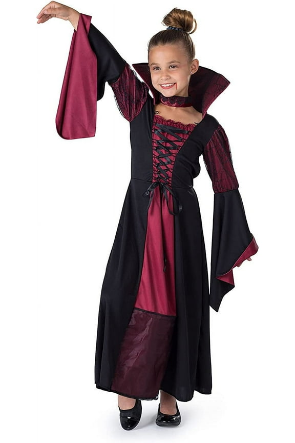 Dress-Up-America Vampiress Costume for Kids - Girls Vampire Costume - Halloween Vampire Dress