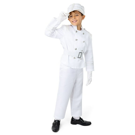 Dress-Up-America White Marching Band Costume for Kids - Drum Major Uniform Set for Boys - Size Large