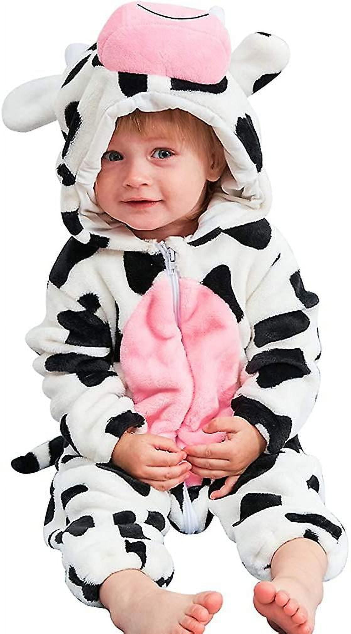Dress Up Cow Costume For Toddlers Adorable Plush Cow Jumpsuit Onesie