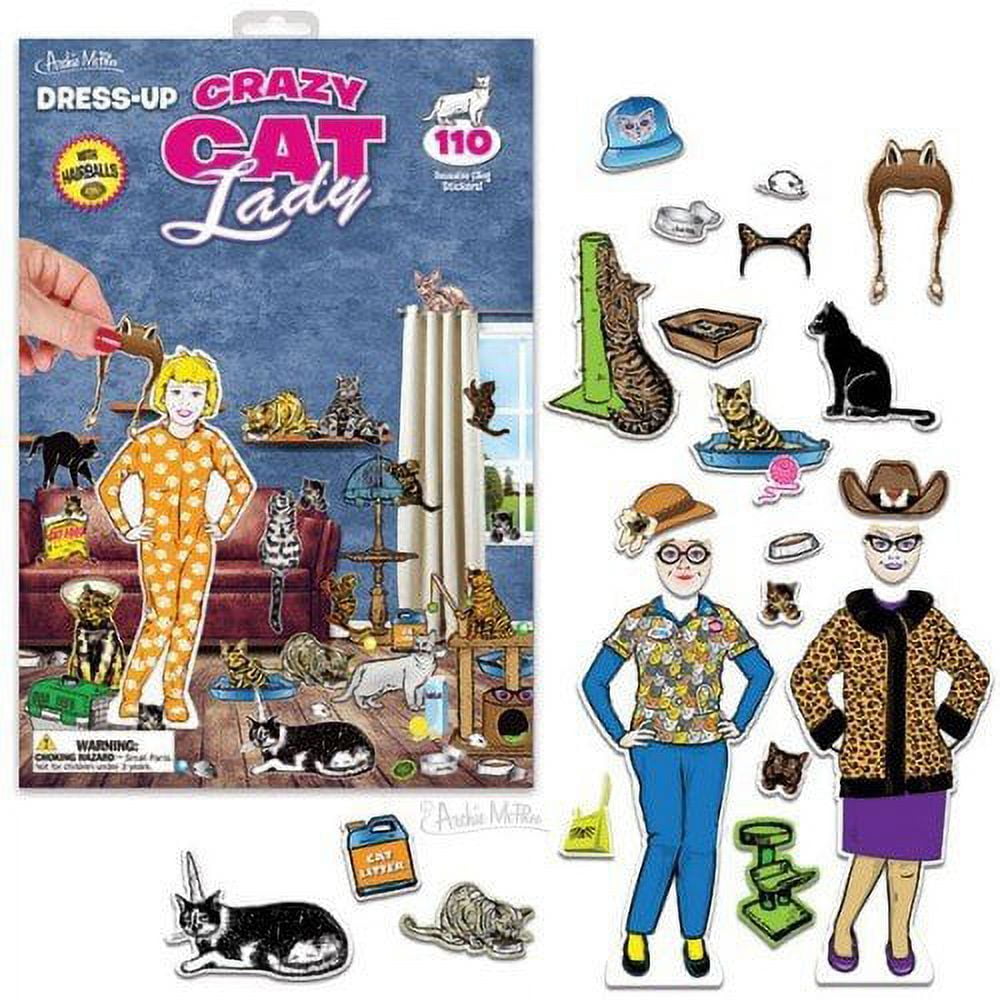 Dress-Up Crazy Cat Lady 110 Reusable Cling Stickers - Walmart.com