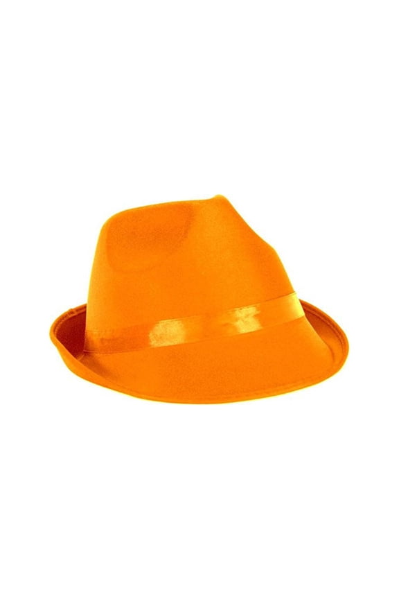 Polyester Party Fedora Hat, Orange, One Size