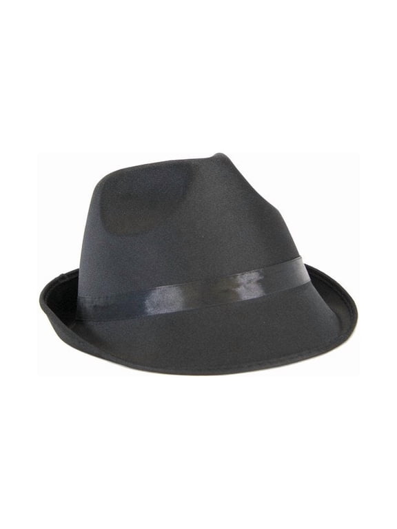 Polyester Fedora Hat, Black, One Size, 1 Count