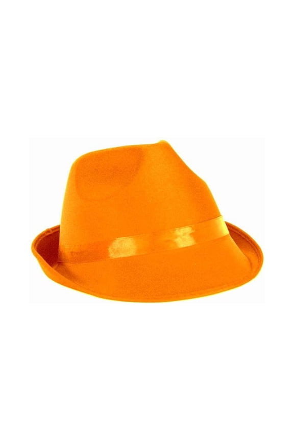 Polyester Party Fedora Hat, Orange, One Size