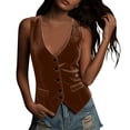 thumbnail image 1 of Dress Velvet Vest for Women Slimming V Neck Waistcoat Soft Button Front Vest for Casual Office Vest, 1 of 7
