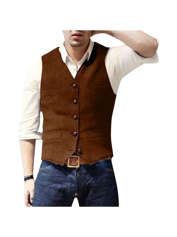 Dress Vest for Men Business Casual Button Down Sleeveless Formal Waistcoat for Wedding & Fathers Day Gift