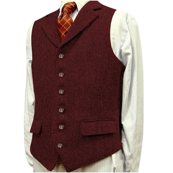 Dress Vest for Men Button Down Lapel V-Neck Sleeveless Solid Color Slim Formal Suit Waistcoat