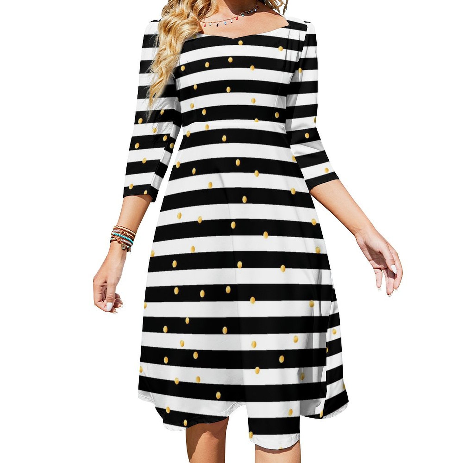 Dress Vestido Custom Festival Dresses Wear Street White and Blue Women  Casual Dot Polka Striped - Walmart.com