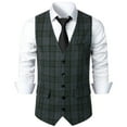 thumbnail image 1 of Dress Vests for Men Vintage Plaid Printed Slim-Fit Suit Waistcoats Sleeveless Button-Down V Neck Business Work Formal Vest 2025, 1 of 4