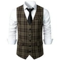 thumbnail image 1 of Dress Vests for Men Vintage Plaid Printed Slim-Fit Suit Waistcoats Sleeveless Button-Down V Neck Business Work Formal Vest 2025, 1 of 7