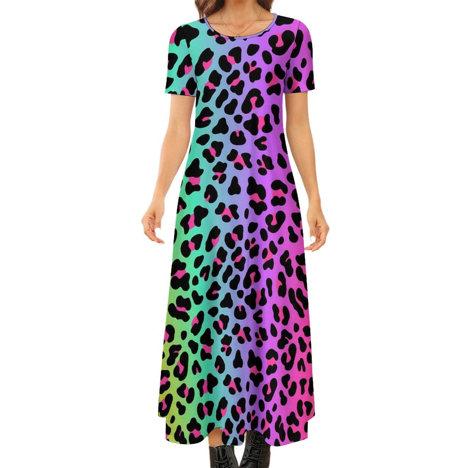 Black Leopard Print Dress