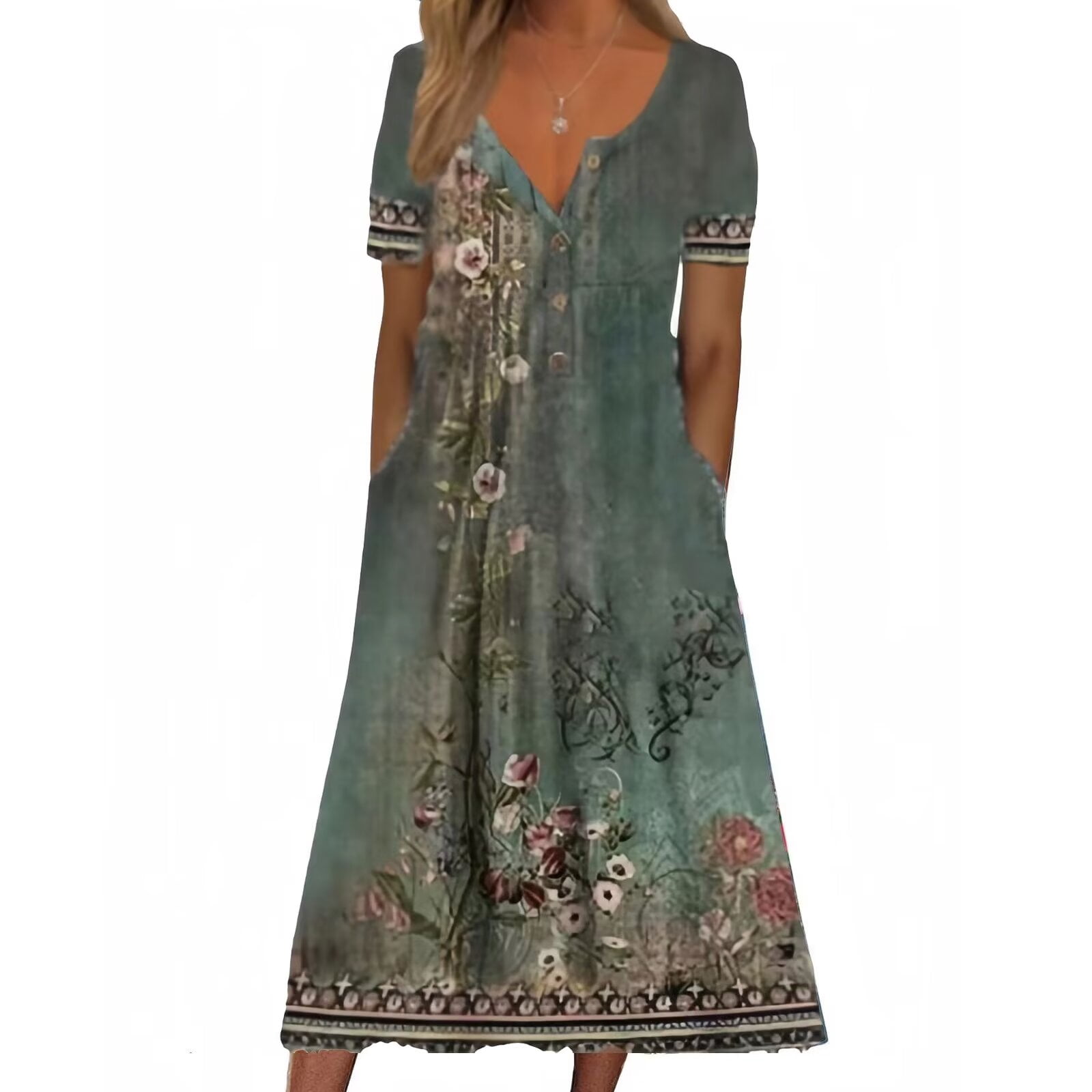 Flutter Sleeve Dress Kensie Women's Flutter Sleeve Faux Wrap Midi Dress -  Short Sleeve Stretchy Casual Dress Midi Dress For Women