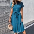 thumbnail image 1 of Dress For Women Casual V Neck Solid Color Short Sleeve Botton Dress Casual Dress Women Dresses with Pockets Fashion Dresses for Women Summer Summer Dress Women Casual Womens plus Size Summer Dresses, 1 of 8