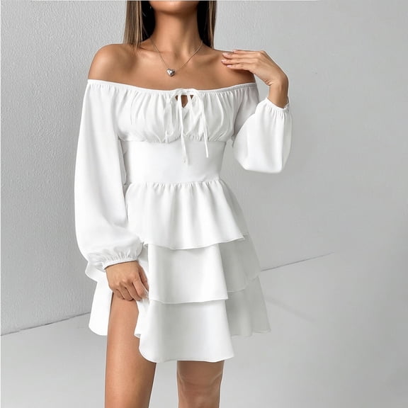 Dress Women Off Shoulde Long Sleeve A Line Dress Women Fall Valentines Day Dress Cute Dresses for Women