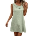 thumbnail image 1 of Wo-Fusoul Women's Slim Fit Asymmetric Neck Sleeveless Dress, Elegant Casual Wear, 1 of 6