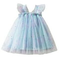 thumbnail image 1 of Dress for Girls Baby Sleeveless Sequins Butterfly Wing Holiday Party Mesh Dress Girls' Dresses Blue 6-12 Months, 1 of 6