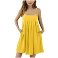 thumbnail image 1 of Dress for Girls Casual Dresses Sleeveless A-line Sundress Summer Dresses for Girls 5-13 Party Dress Yellow 5-6 Years, 1 of 6