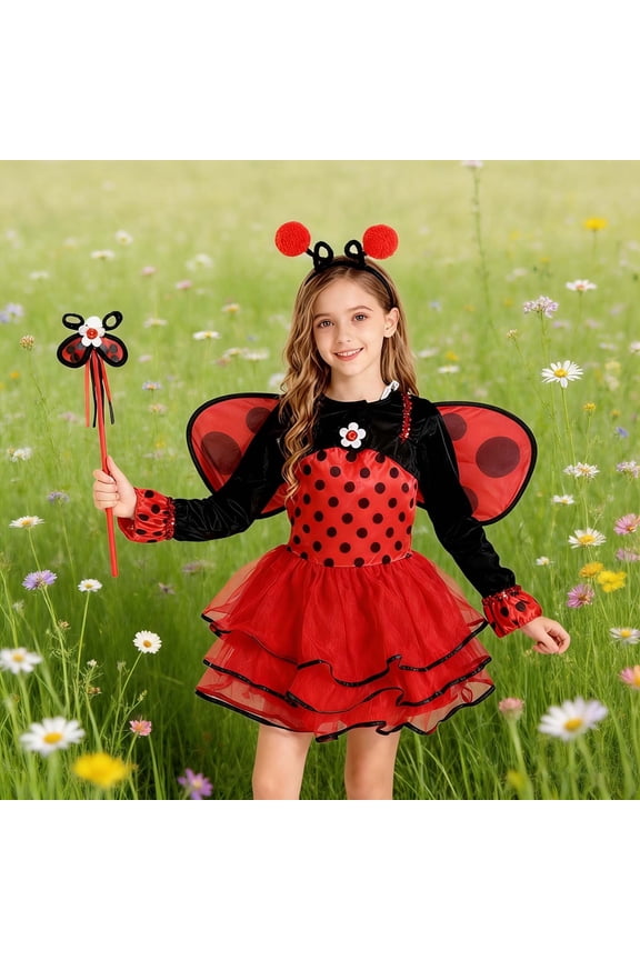 Dress for Girls Dress with Adorable Theme Party Outfit Performances Holiday Cute Tutu Red Dress Size 4-6 Y