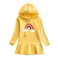 thumbnail image 1 of Dress for Girls Hooded Jumper Hoodie Sweatshirt Cotton Causal Long Sleeve Fashion Dress with Print Kids Yellow 3-4 Years, 1 of 2