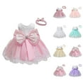 thumbnail image 1 of Dress for Girls Party Dresses for Girls Baby Girls Lace Bowknot Princess Wedding Formal Tutu Dress+Headband Set Clothes, 1 of 5