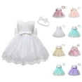 thumbnail image 1 of Dress for Girls Party Dresses for Girls Baby Girls Lace Bowknot Princess Wedding Formal Tutu Dress+Headband Set Clothes, 1 of 5