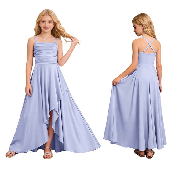 Dress for Girls Sleeveless Smocked Ruched Casual Flowy Swing Dress Cute Tween Dresses 11-12 Years