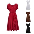 thumbnail image 1 of Dress for Women 2026 Fashion Solid Color Short Sleeve Off-The-Shoulder Drawstring Dress, 1 of 9