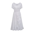 thumbnail image 1 of Dress for Women 2026 Fashion Solid Color Short Sleeve Off-The-Shoulder Drawstring Dress, 1 of 4