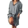 thumbnail image 1 of Women Dress Cotton Linen Shirt Dress Casual Loose Maxi Dresses, 1 of 4