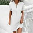 thumbnail image 1 of WHLBF Dress for Women Knee Length Solid Color V Neck Casual Sheath Dress White M, 1 of 5